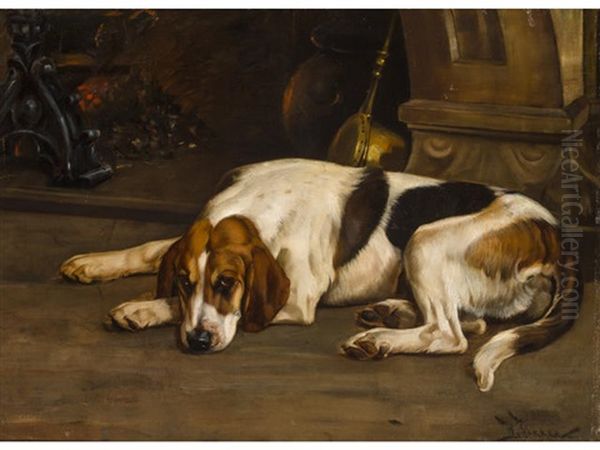 A Foxhound By The Hearth - view 1