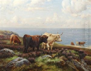 Highland Cattle On The Coast by Wright Barker
