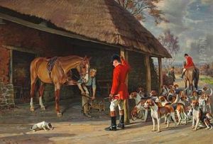 The Blacksmith Shoes The Horse Before The Hunt by Wright Barker