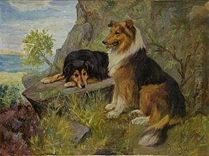 Hundar I Bergslandskap by Wright Barker