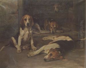 Two Couple Resting In A Kennel by Wright Barker