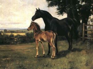 A Mare And Foal by Wright Barker