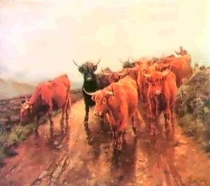 Driving Highland Cattle by Wright Barker
