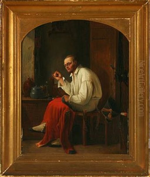 Interior With Soldier Repairing His Uniform - view 1
