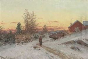 Vinterlandskap Med Hus by Philip Barlag