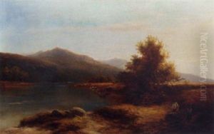 Cattle Watering In A River Landscape