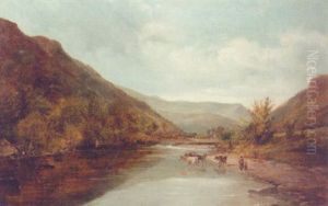 Cattle Watering In The Valley Of Mawddach, Cader Idris