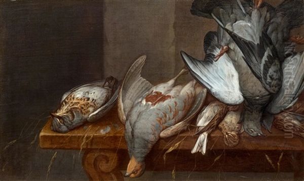Still Life With A Dove And Sparrows On A Table - view 1