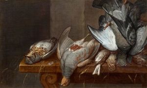 Still Life With A Dove And Sparrows On A Table
