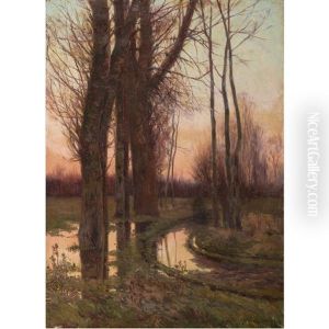 Fall Landscape With Stream by John Noble Barlow