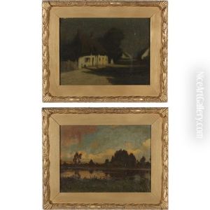 Two Landscape Paintings: Before The Storm And Village Of (illegible), Dorset Two Landscape Paintings: Before The Storm And Village Of (illegible), Dorset