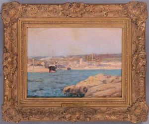 Docked Along A Rocky Coast by John Noble Barlow