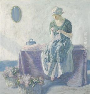 Peasant Sewing by Myron Barlow