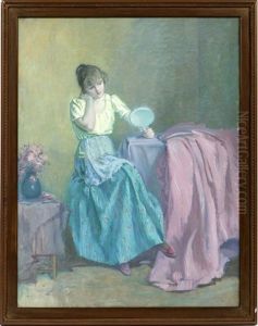 Young Woman Seated With Hand Mirror