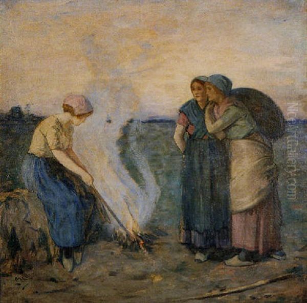 Rural Landscape With Three Female Figures - view 1