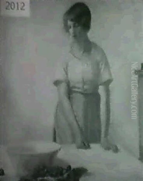 Standing Woman With Bowl Of Strawberries - view 1