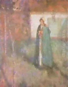 Julie In Barlow's Garden In Etaples by Myron Barlow