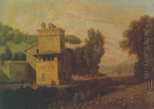 A View Of The Villa Borghese by Jean Honore Marmont de Barmont