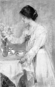 Arranging Flowers Before Tea