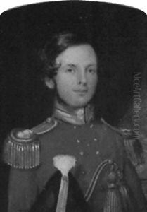 An Officer Of Royal Engineers, His Scarlet Coat, The Blue Collar Heavily Braided With Gold by Philipp Augustus Barnard