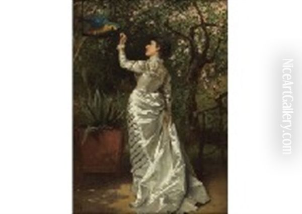 Woman And Parrot - view 1