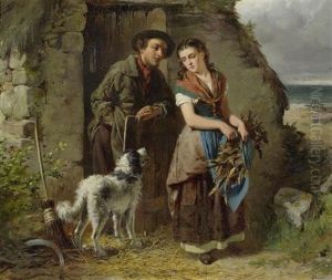 Paar Mit Einem Hund Paar Mit Einem Hund