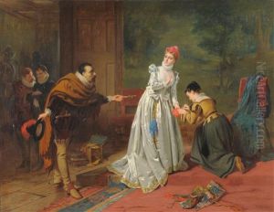 Interior Scene With A Lady Being Presented With A Dagger