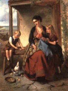 Feeding The Chickens by Edward Charles Barnes