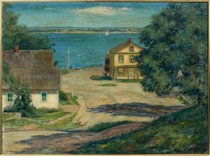 Village Along A Lake by Ernest Harrison Barnes