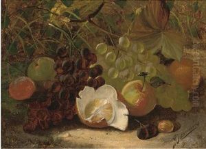 Oranges, Apples And Grapes On A Mossy Bank by Gertrude Jameson Barnes