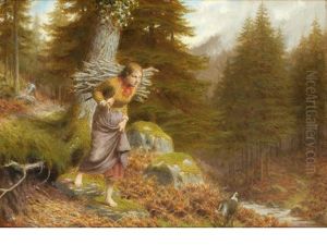 Faggot Gatherer On A Woodland Path