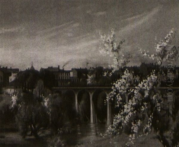 Spring Blossoms And The Village Bridge - view 1