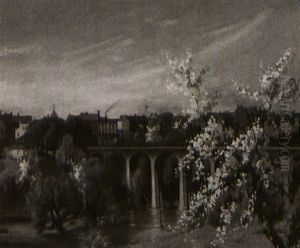 Spring Blossoms And The Village Bridge by Wilfred Molson Barnes
