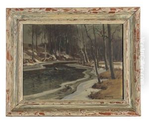 Evening River Landscape by Frank A. Barney