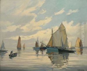 Marine, Ciel Argente - Douarnenez by Henri Alphonse Barnoin