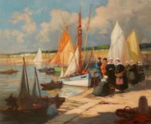 Concarneau, Finistere, Arrivee De La Sardine by Henri Alphonse Barnoin