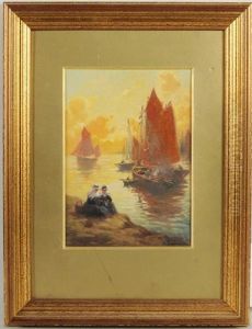 Brittany Coastal Scene by Henri Alphonse Barnoin