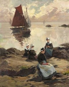 Calme Du Soir A Concarneau by Henri Alphonse Barnoin