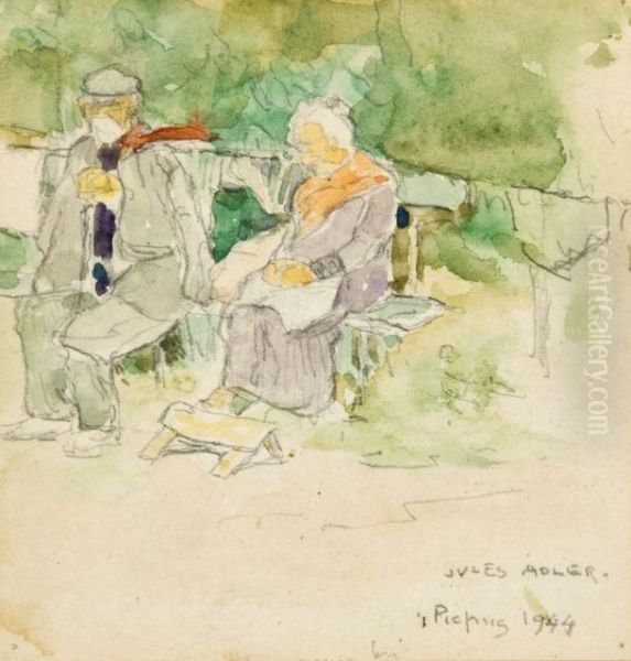 Deux Personnages Sur Un Banc - view 1