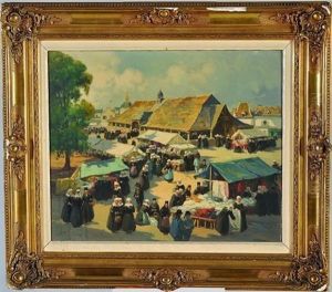 Le Marche Du Faouet by Henri Alphonse Barnoin