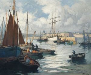 Le Port De Concarneau, Goelette A Quai by Henri Alphonse Barnoin