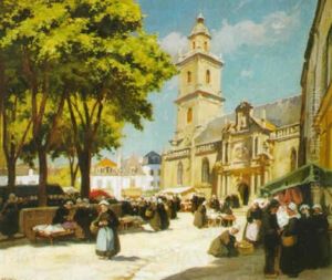 Le Marche Sur La Place De L'eglise A Auray Le Marche Sur La Place De L'eglise A Auray