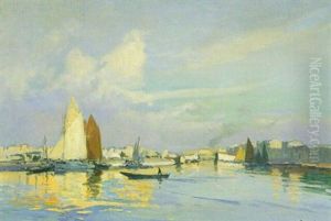 Segelboote Vor Einer Sudlandischen Stadt