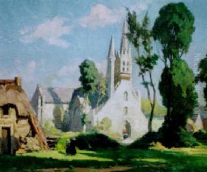 Jeunes Bretonnes Devant La Chapelle by Henri Alphonse Barnoin