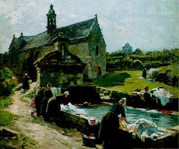 Bretonnes Au Lavoir Pres De La Chapelle - view 1