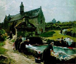 Bretonnes Au Lavoir Pres De La Chapelle by Henri Alphonse Barnoin