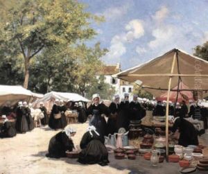 Markey Day, Concarneau by Henri Alphonse Barnoin