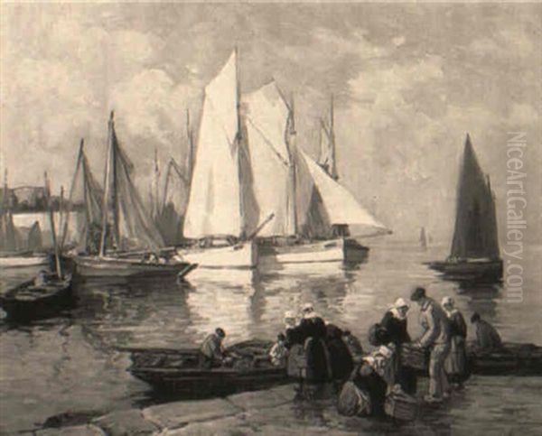Brittany Fisherfolk By A Harbour - view 1