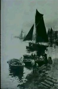 Port De Cancarneau, Anime by Henri Alphonse Barnoin