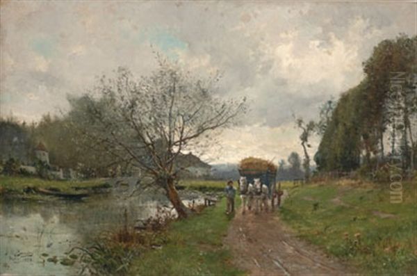 Horse Drawn Carriage By Stream - view 1